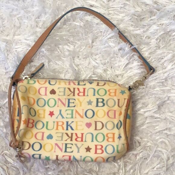 Small vintage Dooney and Burke bag Colorful logo print rainbow zipper - Picture 1 of 13